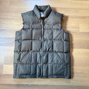 Men's Vintage 80's Sears Brown Down Feather Western Puffer Zip Up Vest Sz Large